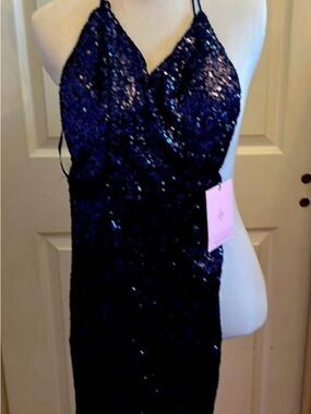 Hello Molly Navy Sequin Slip Dress NWT size 2